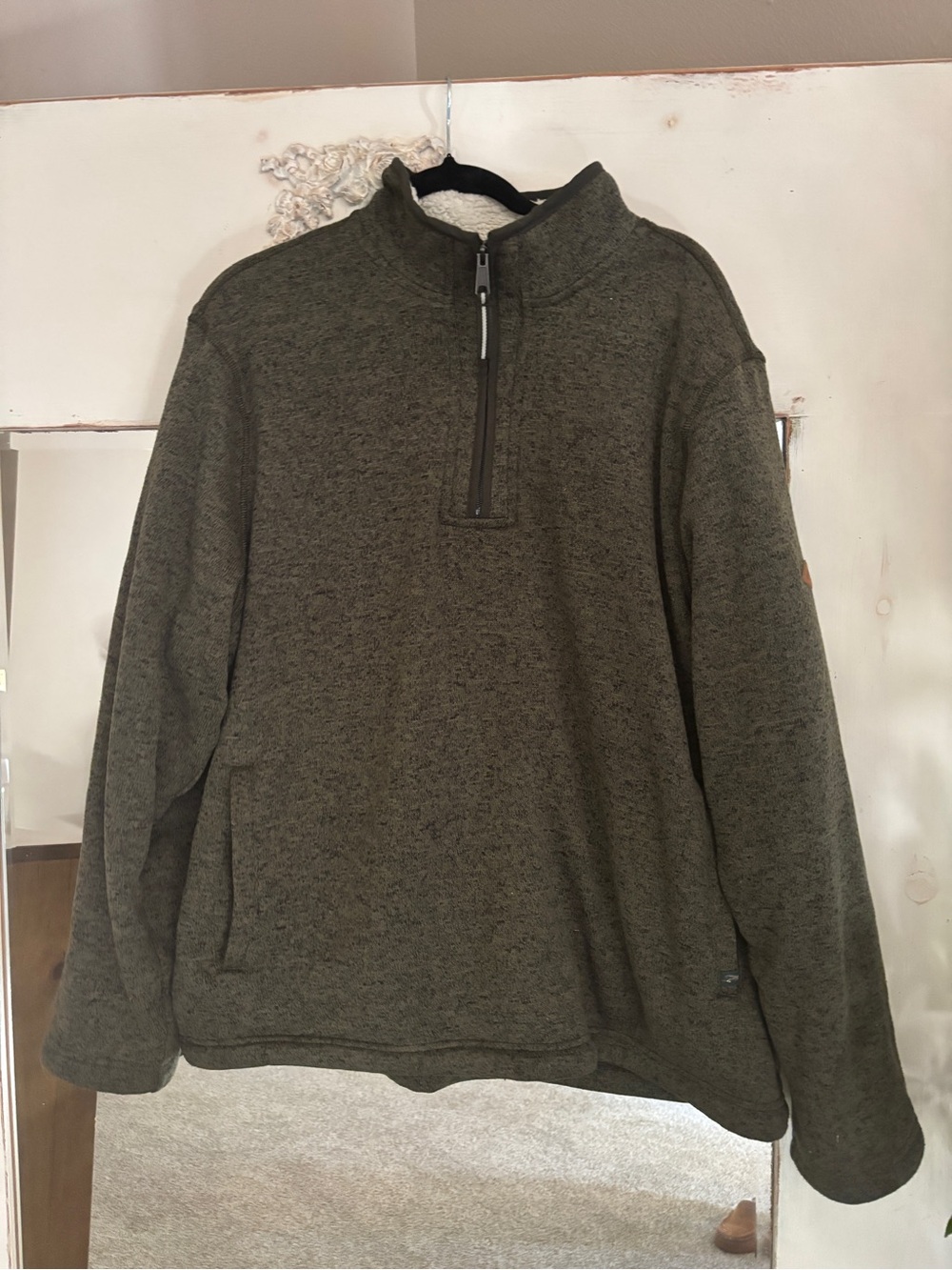 Orvis Men's Sherpa Lined 1/4 Zip Pullover Fleece Jacket Olive - Men’s XL